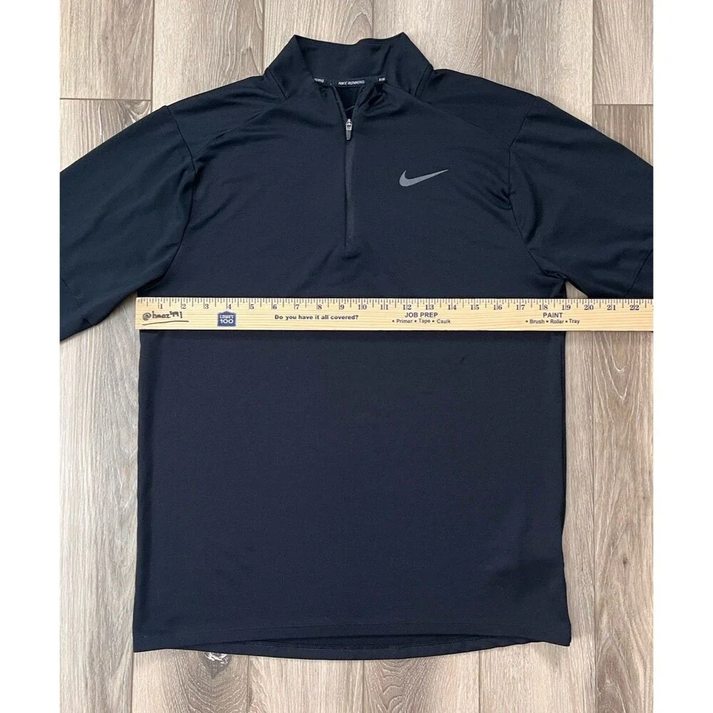 Nike Running Long Sleeve Pullover Mens S Black Heather 1/4 Zip Dri-Fit Stretch